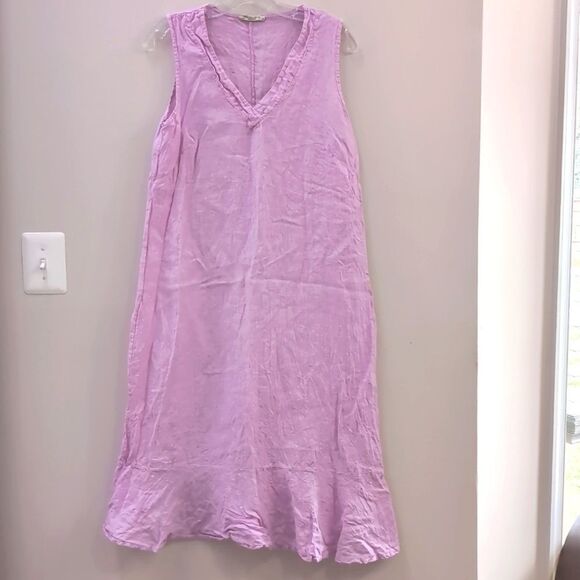 Francesca Bettini Linen Sleeveless Maxi Dress Italy Pink Sz Small - Picture 1 of 6